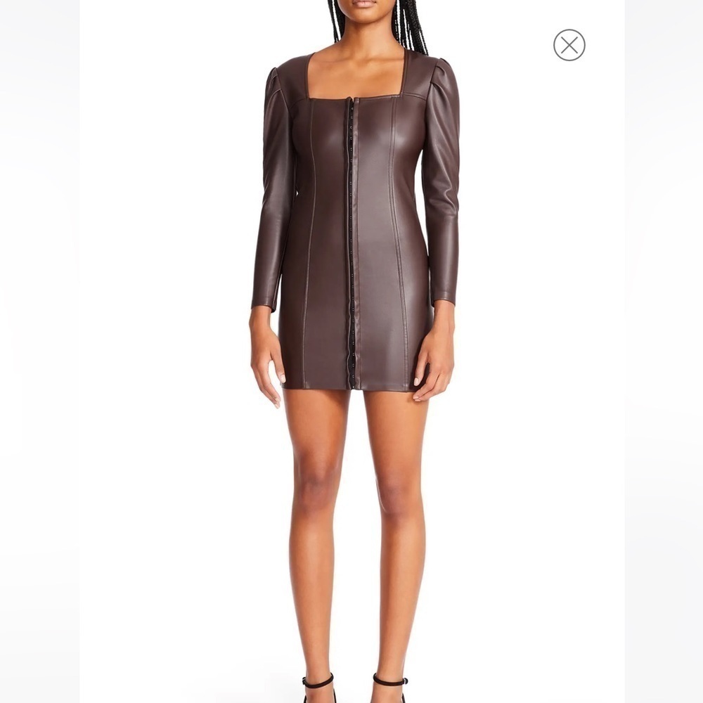 NWT Betsey Johnson hook front faux leather mini dress size 2